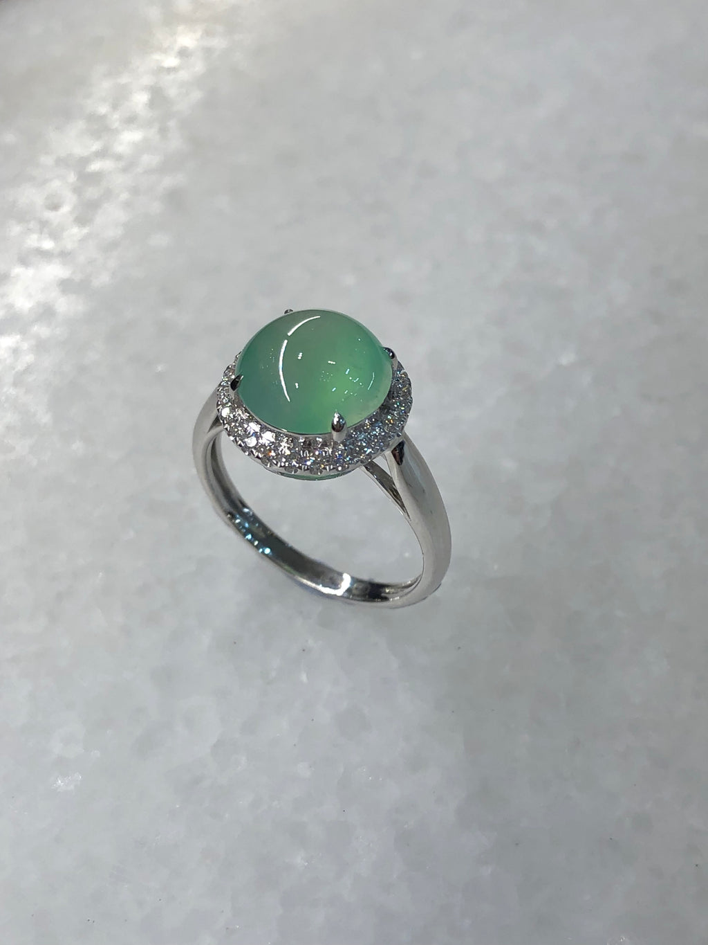 Natural Type A Icy Green Cabochon Jadeite Ring | ClassicJade Singapore