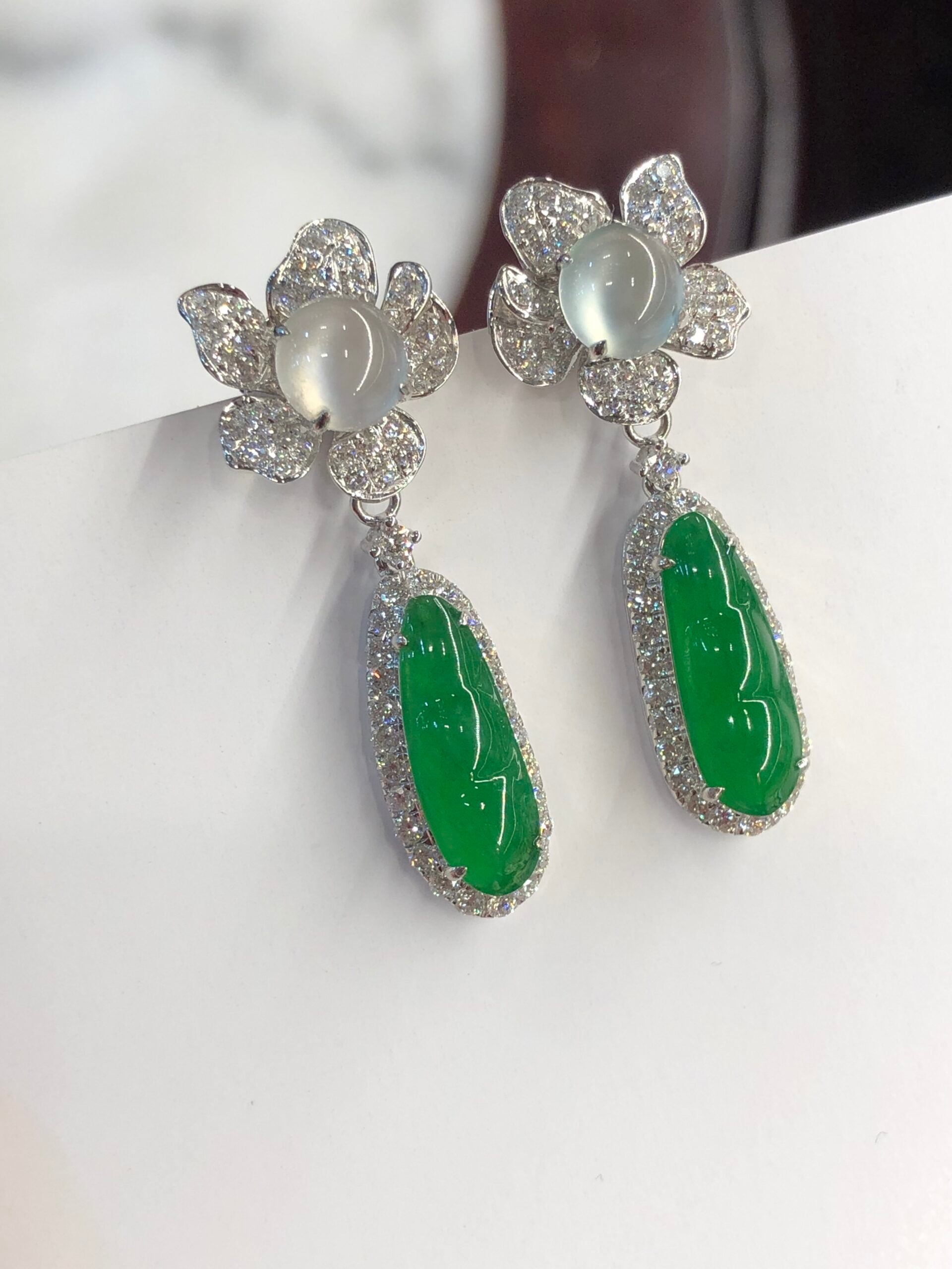 Green Jade Pea Pod Earrings