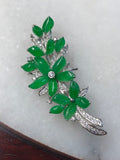 Icy Green Jade Flower Brooch/ Pendant