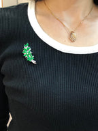 Icy Green Jade Flower Brooch/ Pendant
