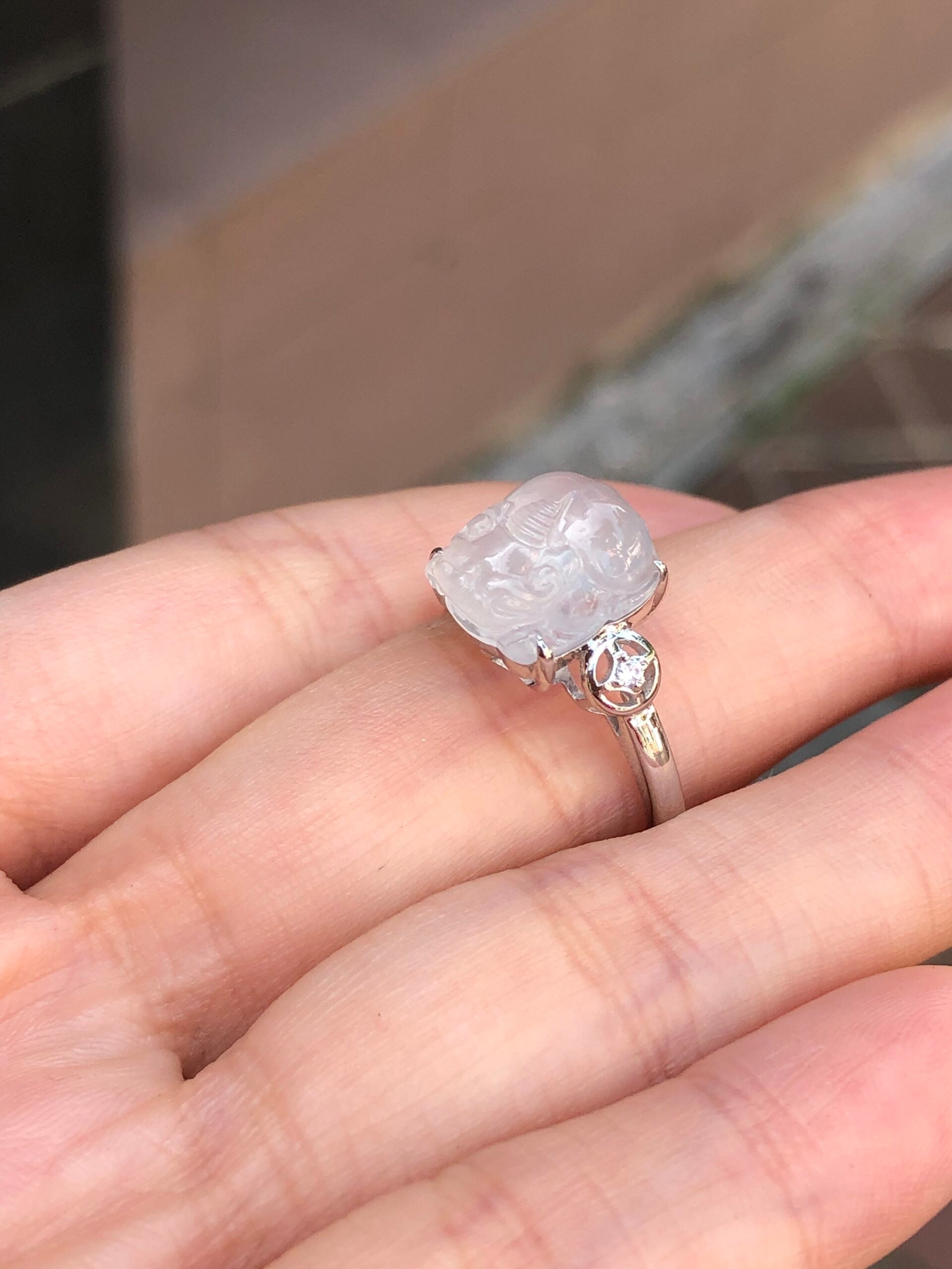 Icy Jade Pixiu Ring
