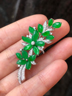 Icy Green Jade Flower Brooch/ Pendant