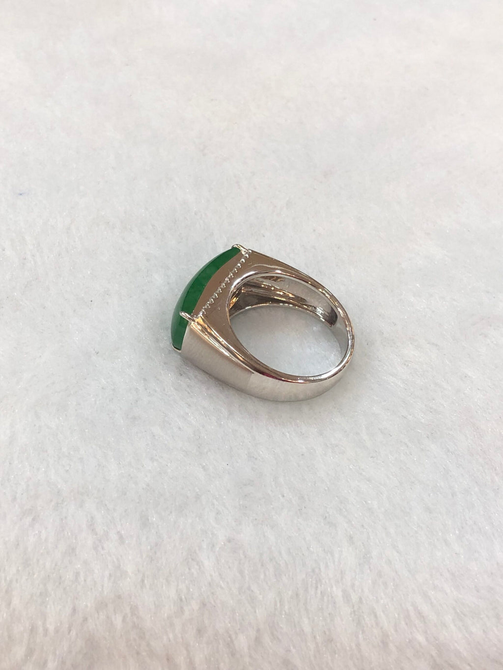 Green Jade Saddle Ring