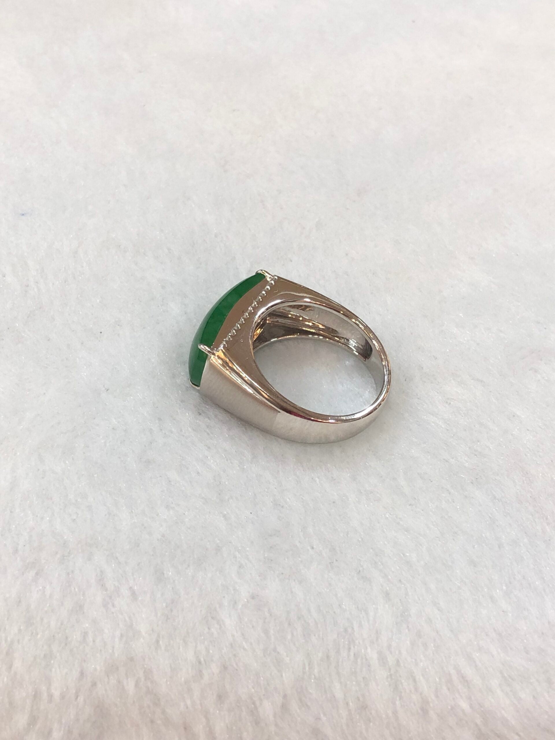 Green Jade Saddle Ring