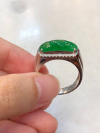 Icy Green Jade Saddle Ring