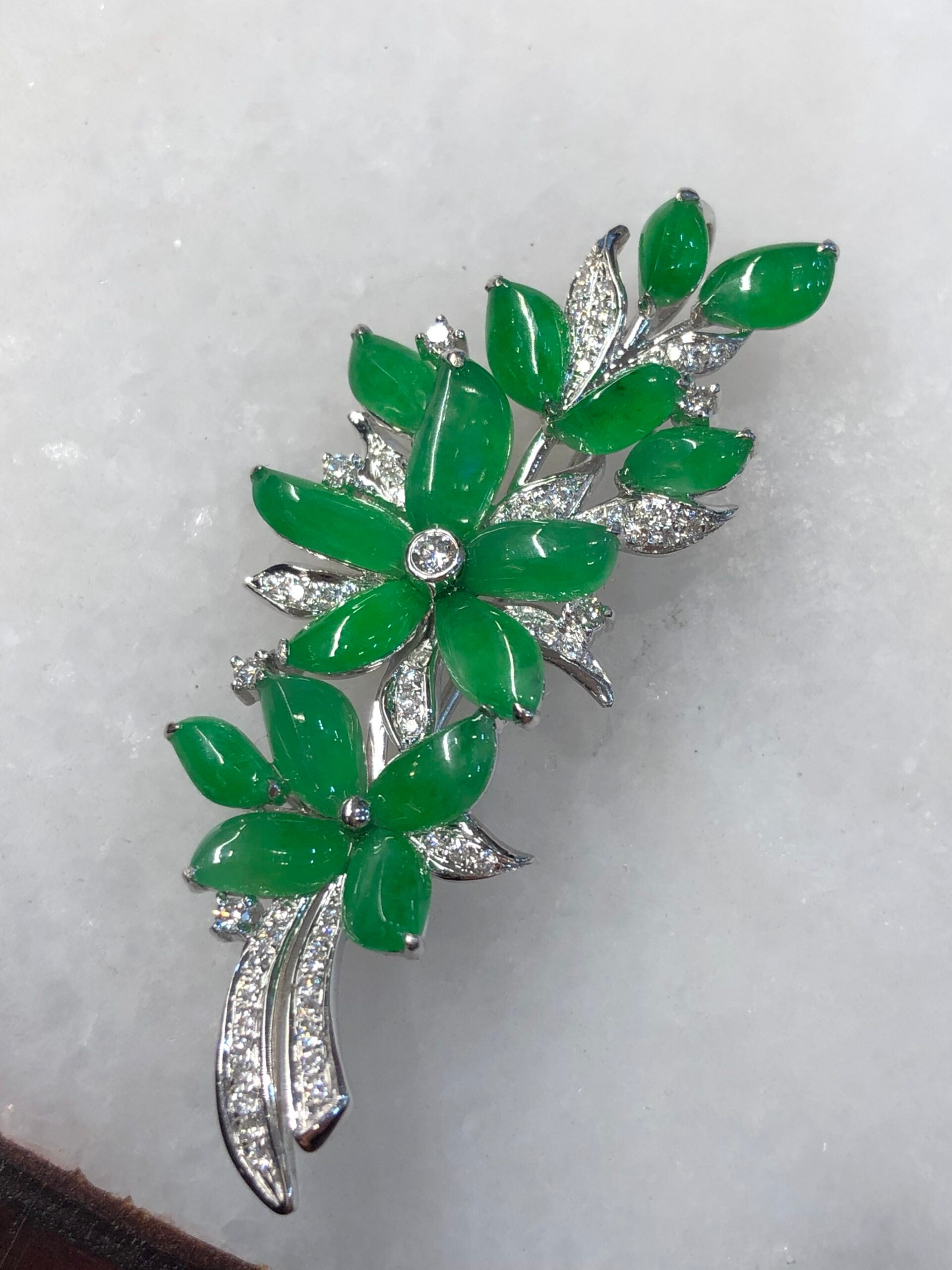 Icy Green Jade Flower Brooch/ Pendant
