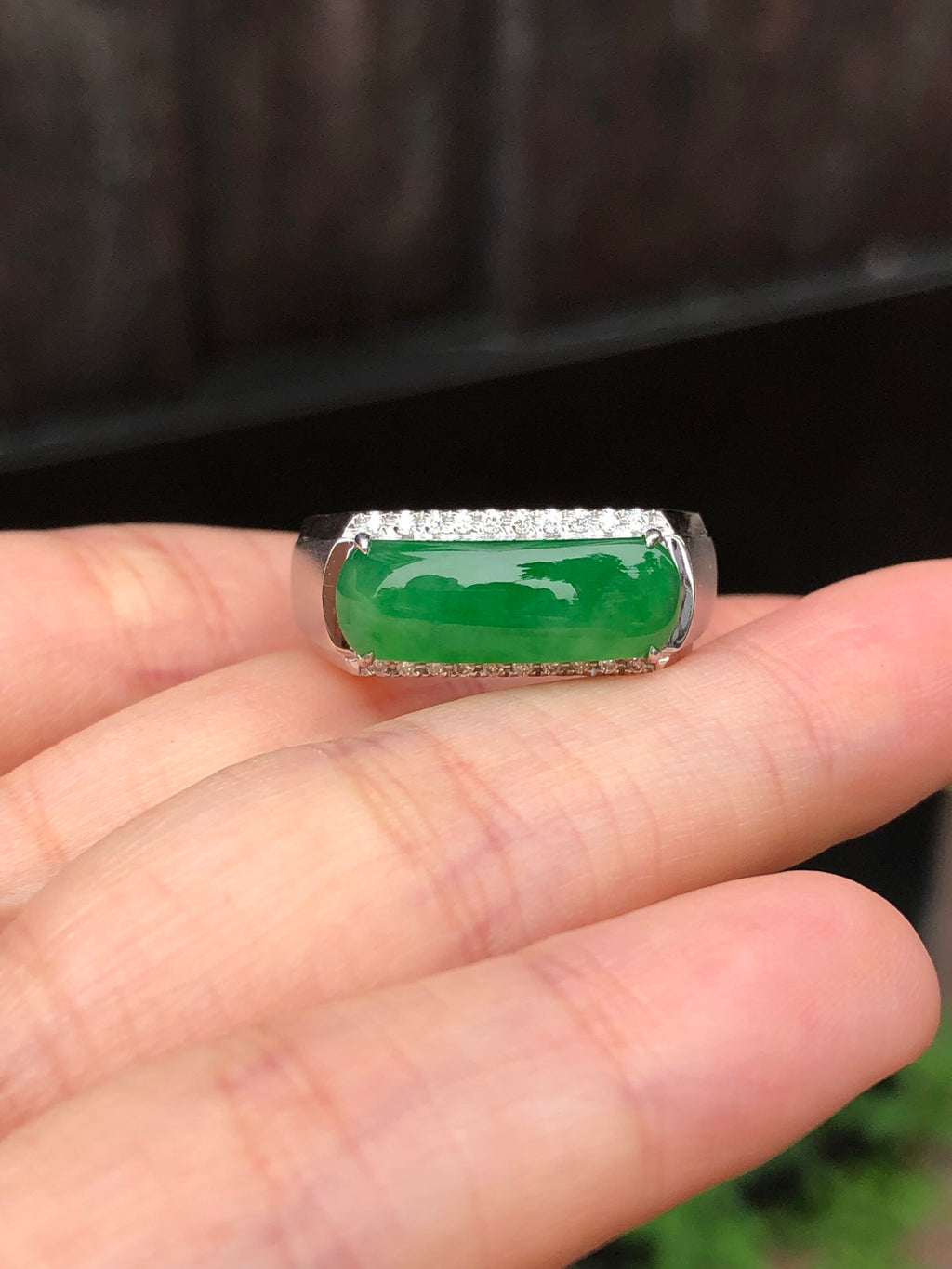 Icy Green Jade Saddle Ring
