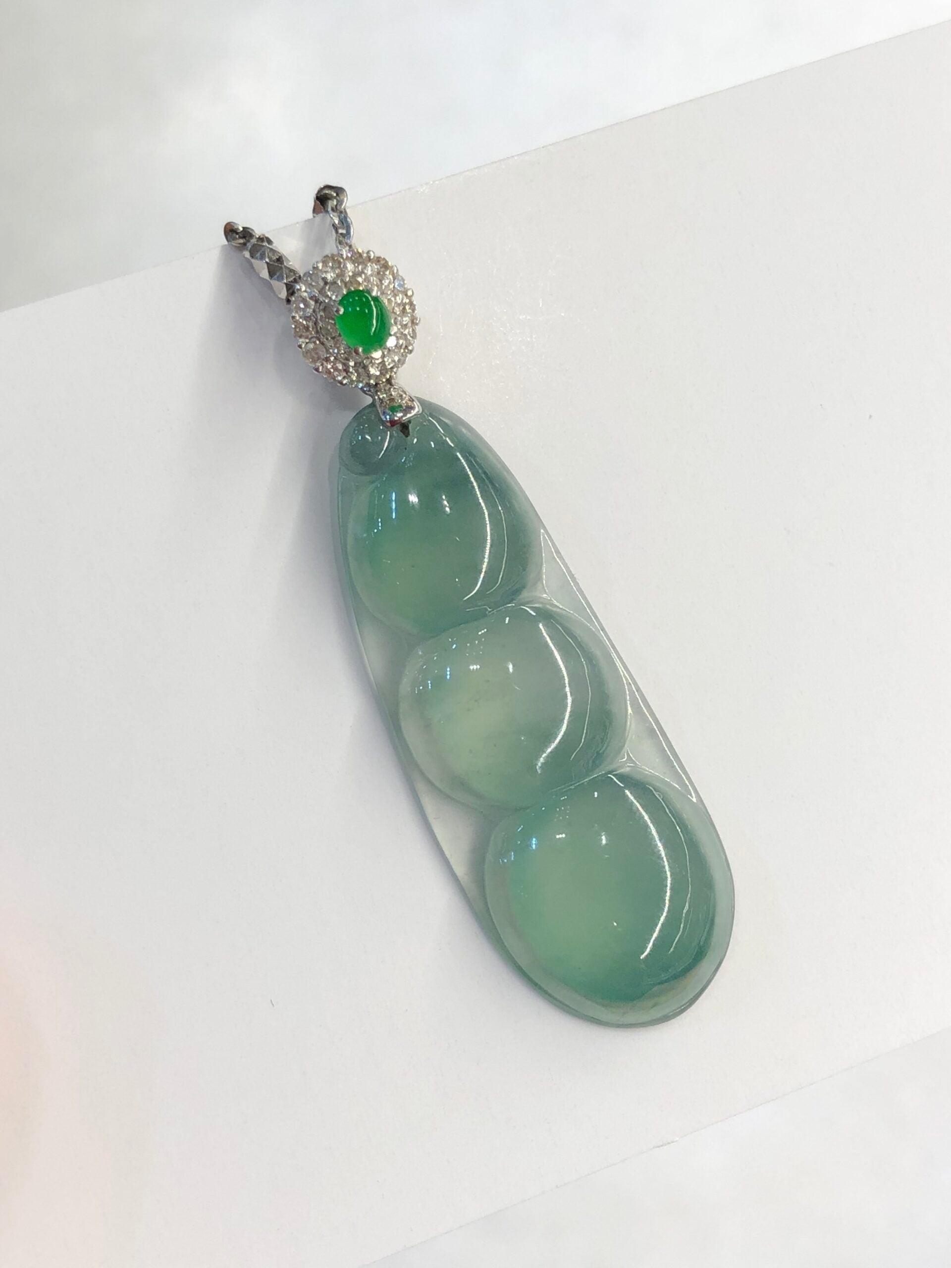 Icy Green Jade Pea Pods Pendant