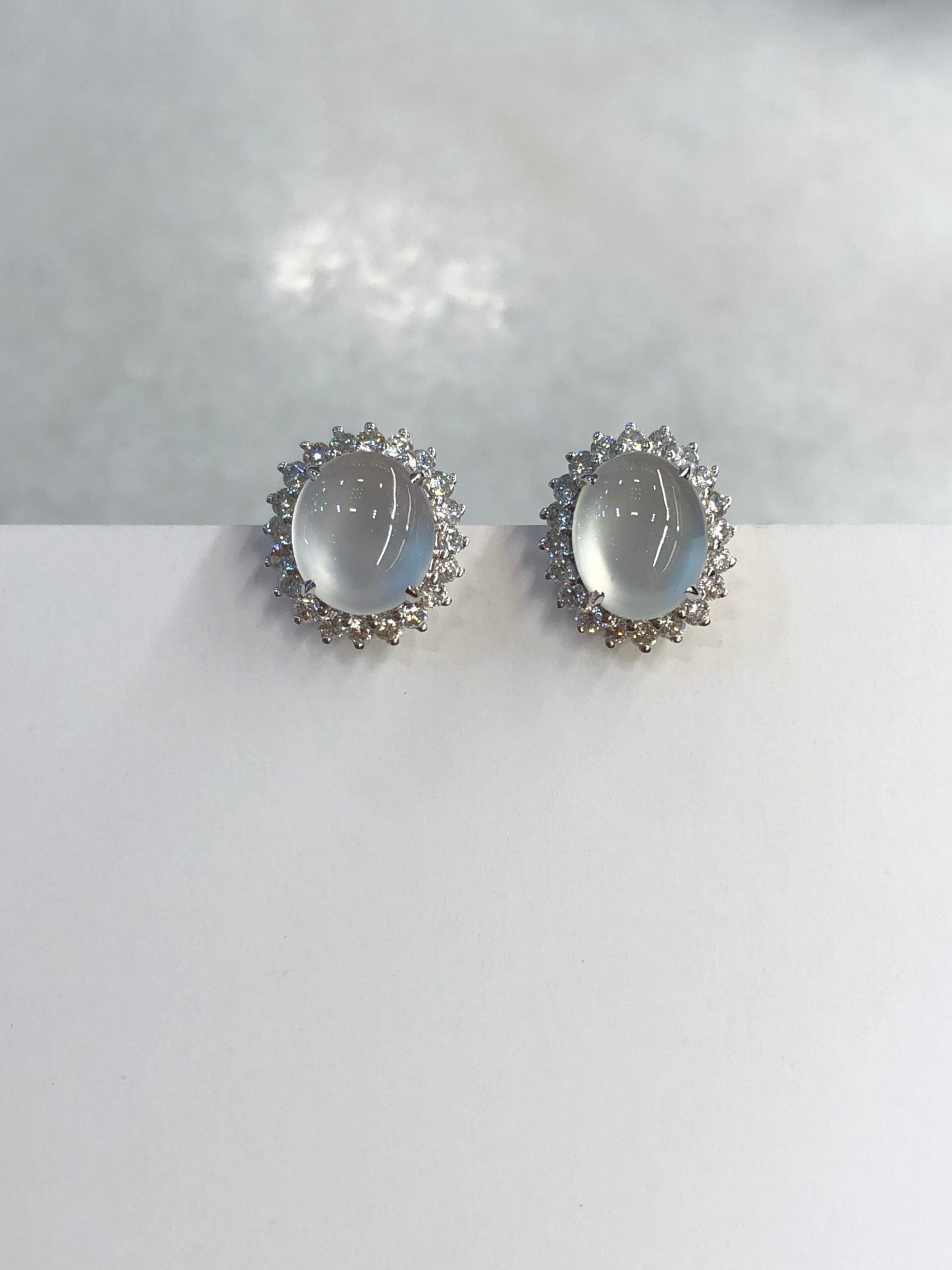 Icy Jade Cabochons Earrings (Glassy Variety)