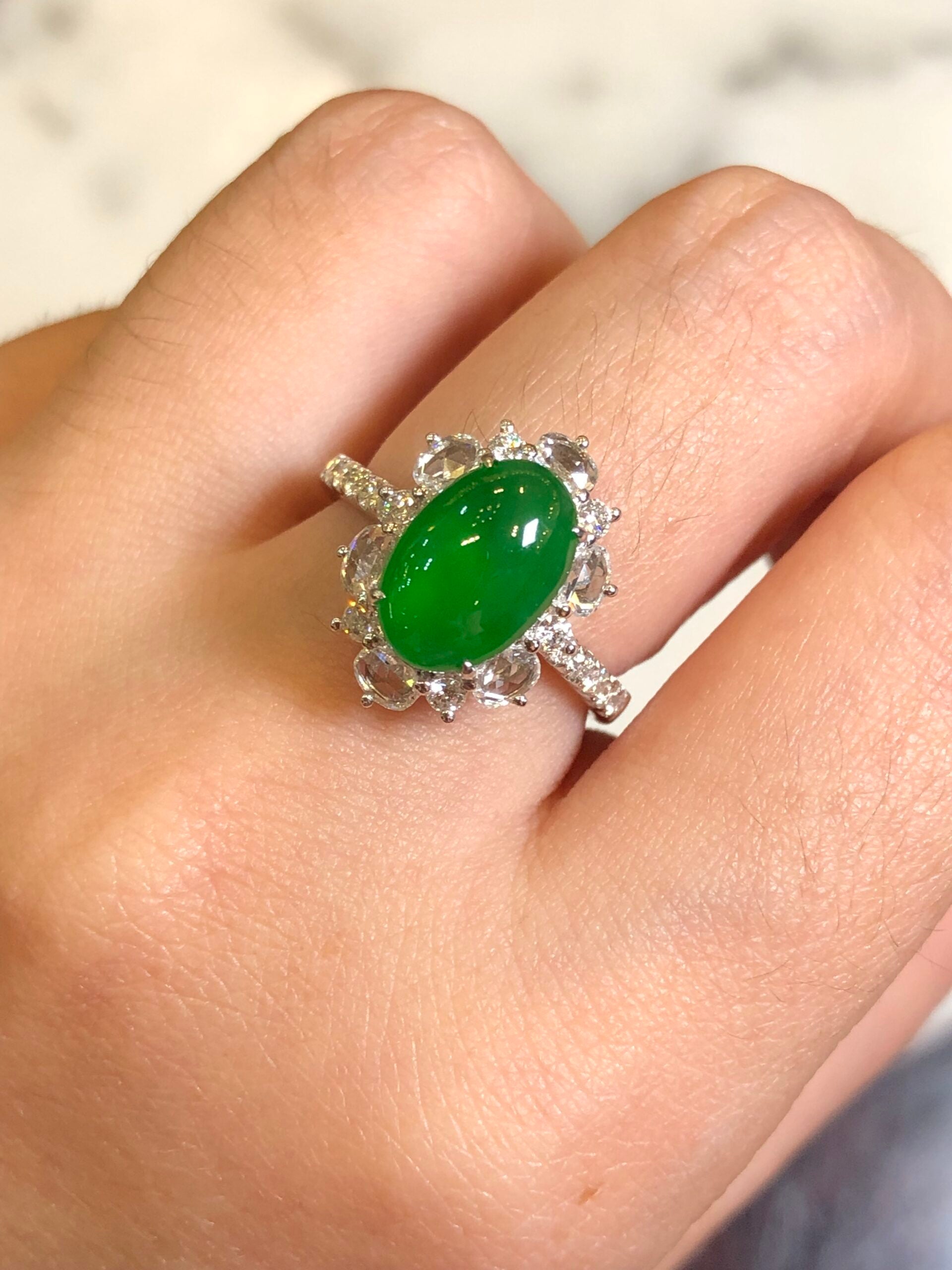 Green Jade Cabochon Ring