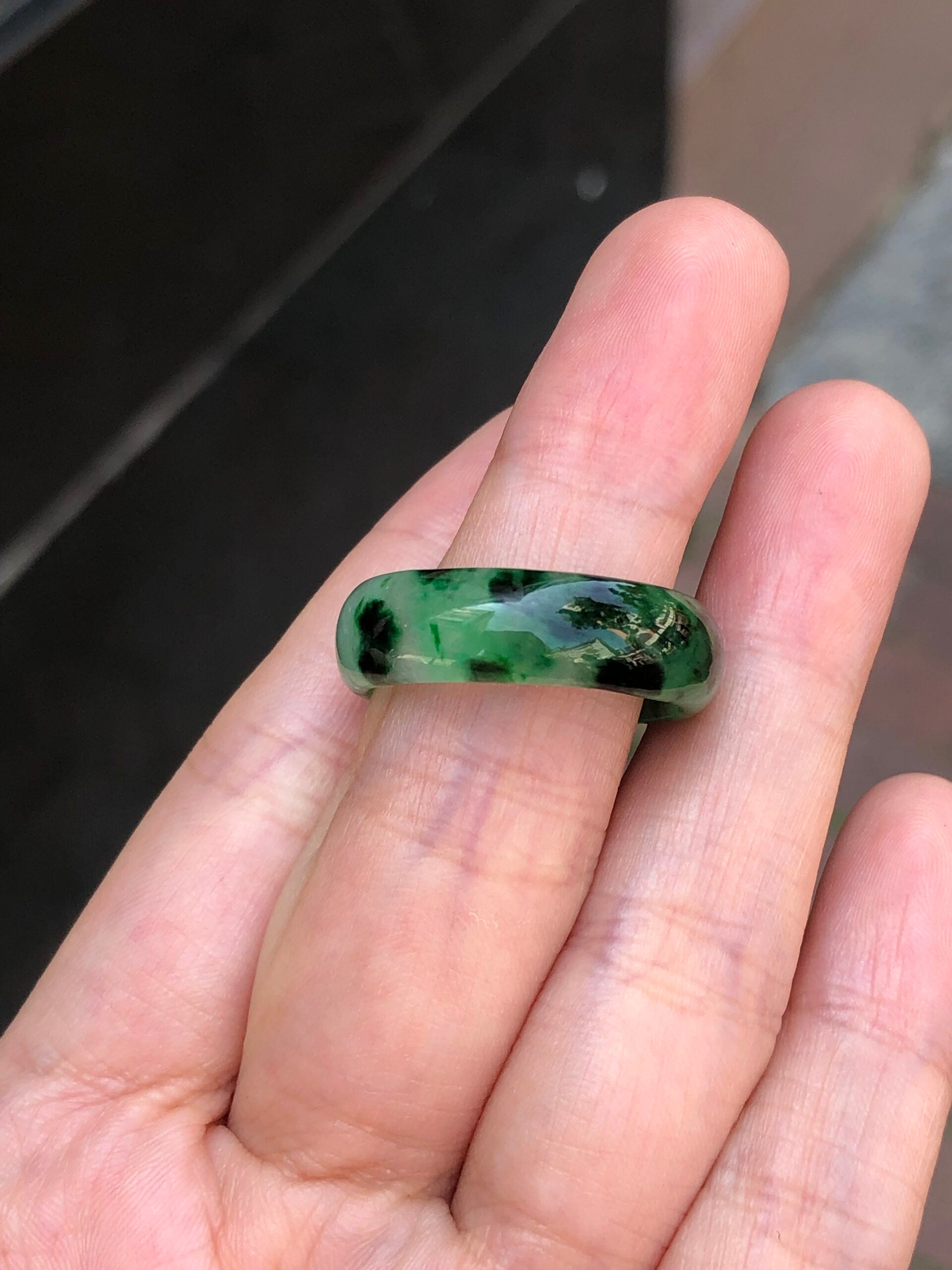 Green Jade Hololith Ring