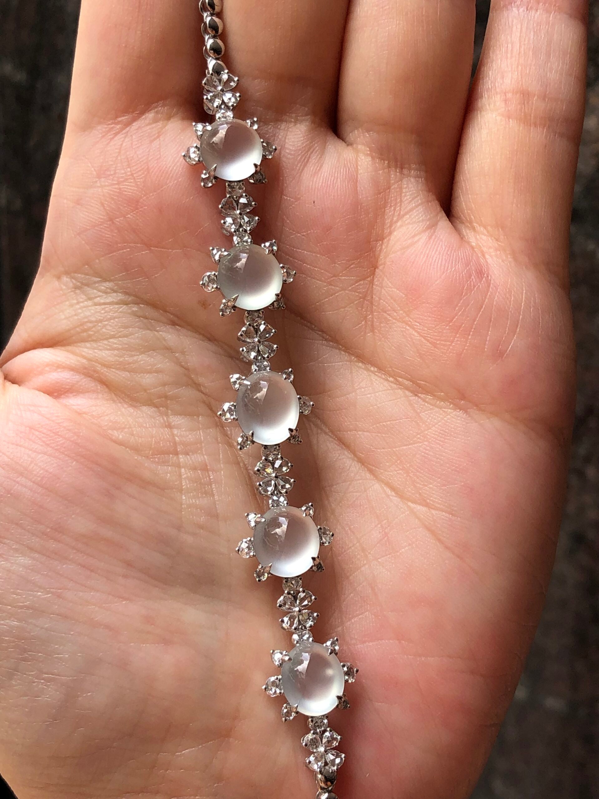 Icy Jade Cabochons Bracelet (Glassy Variety)