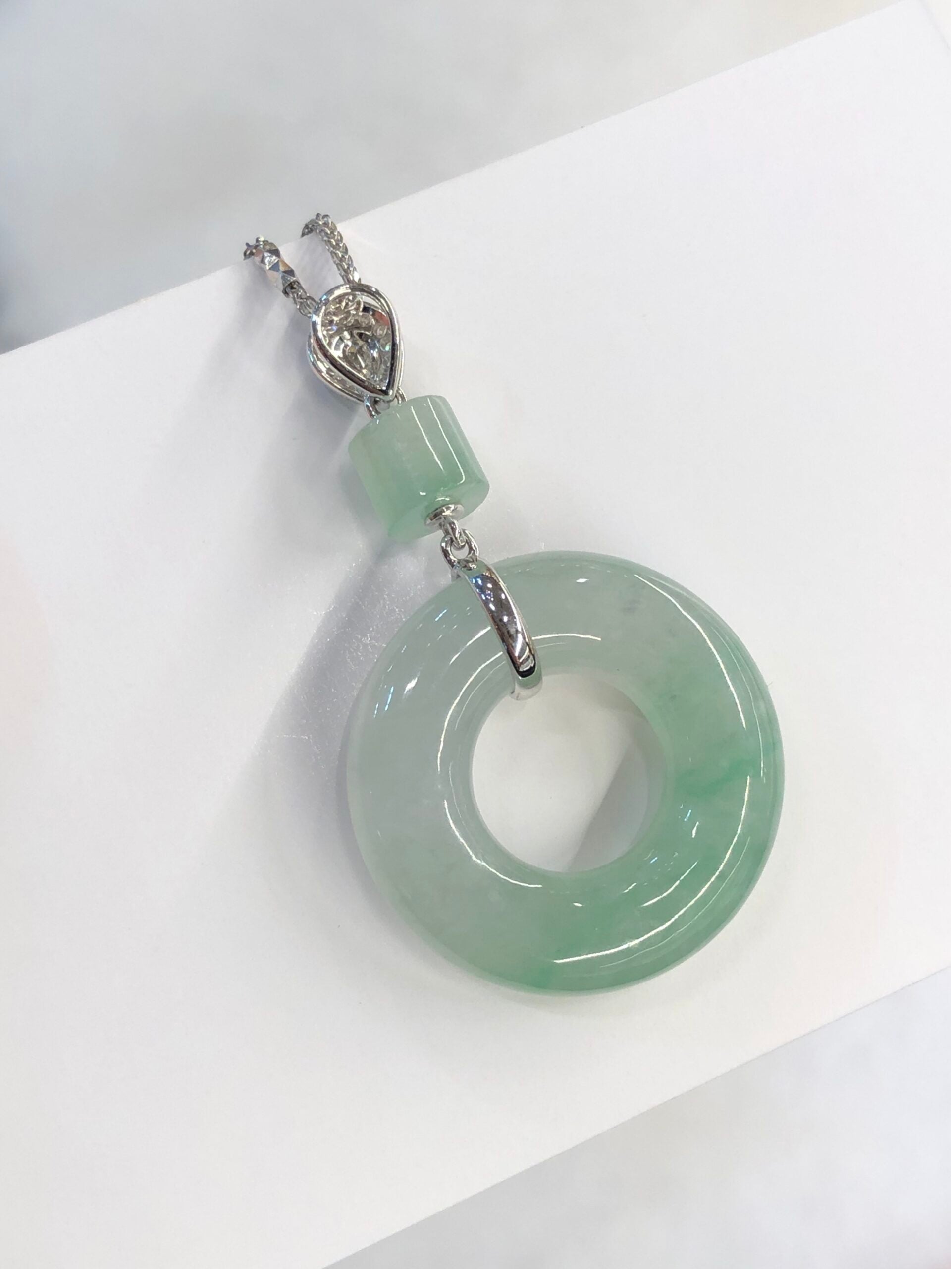 Icy Green Jade Donut Pendant