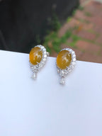 Icy Honey Jade Cabochons Earrings