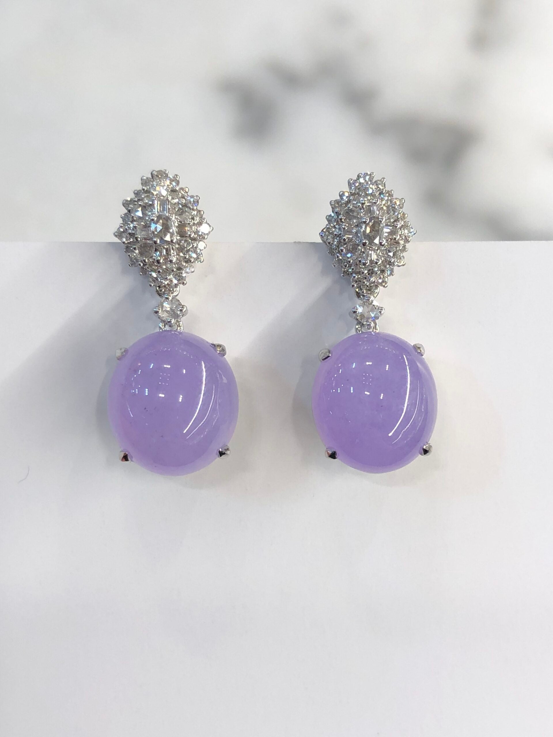Icy Lavender Jade Cabochons Earrings
