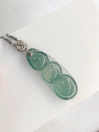 Icy Green Jade Pea Pods Pendant
