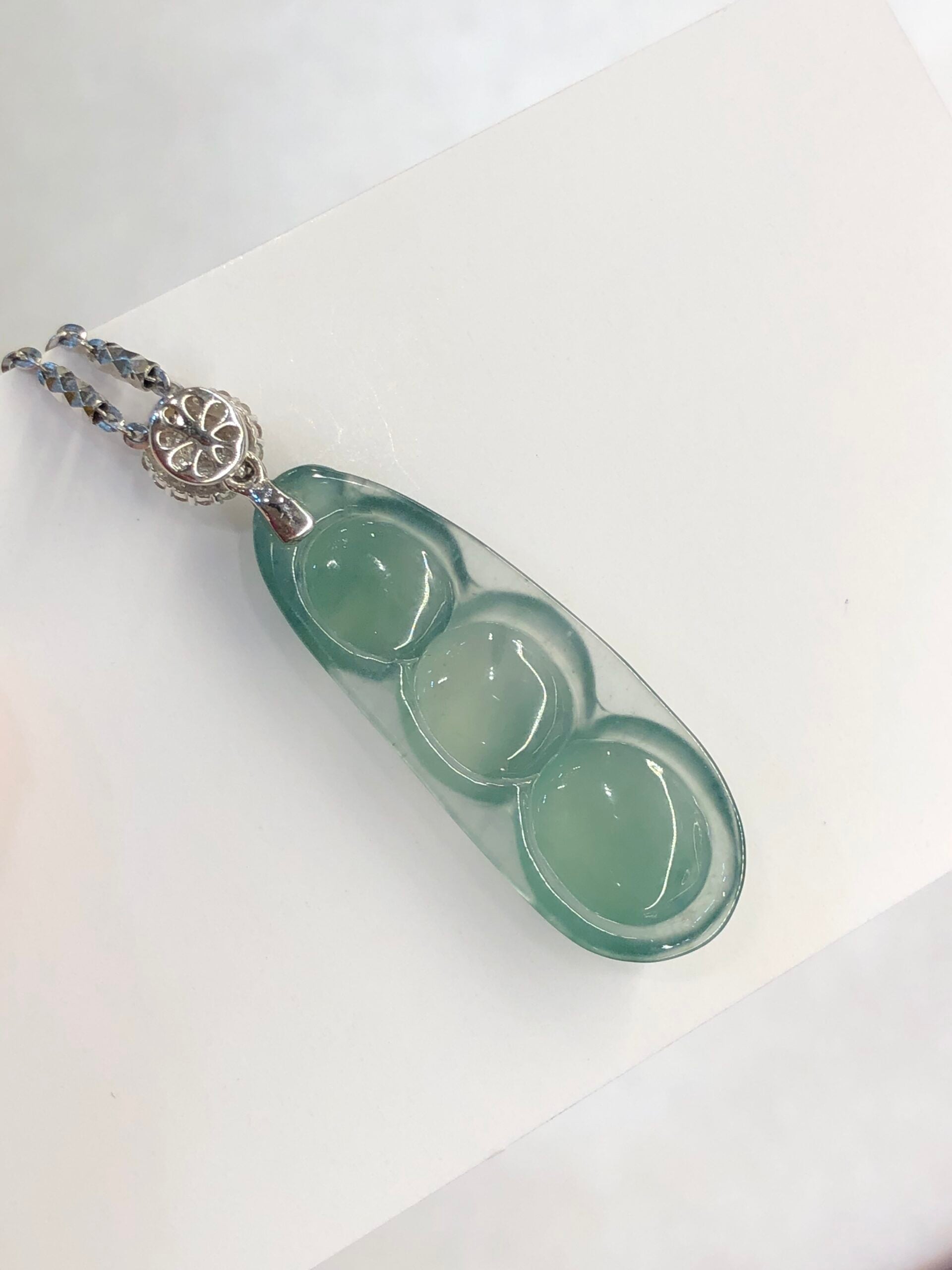 Icy Green Jade Pea Pods Pendant