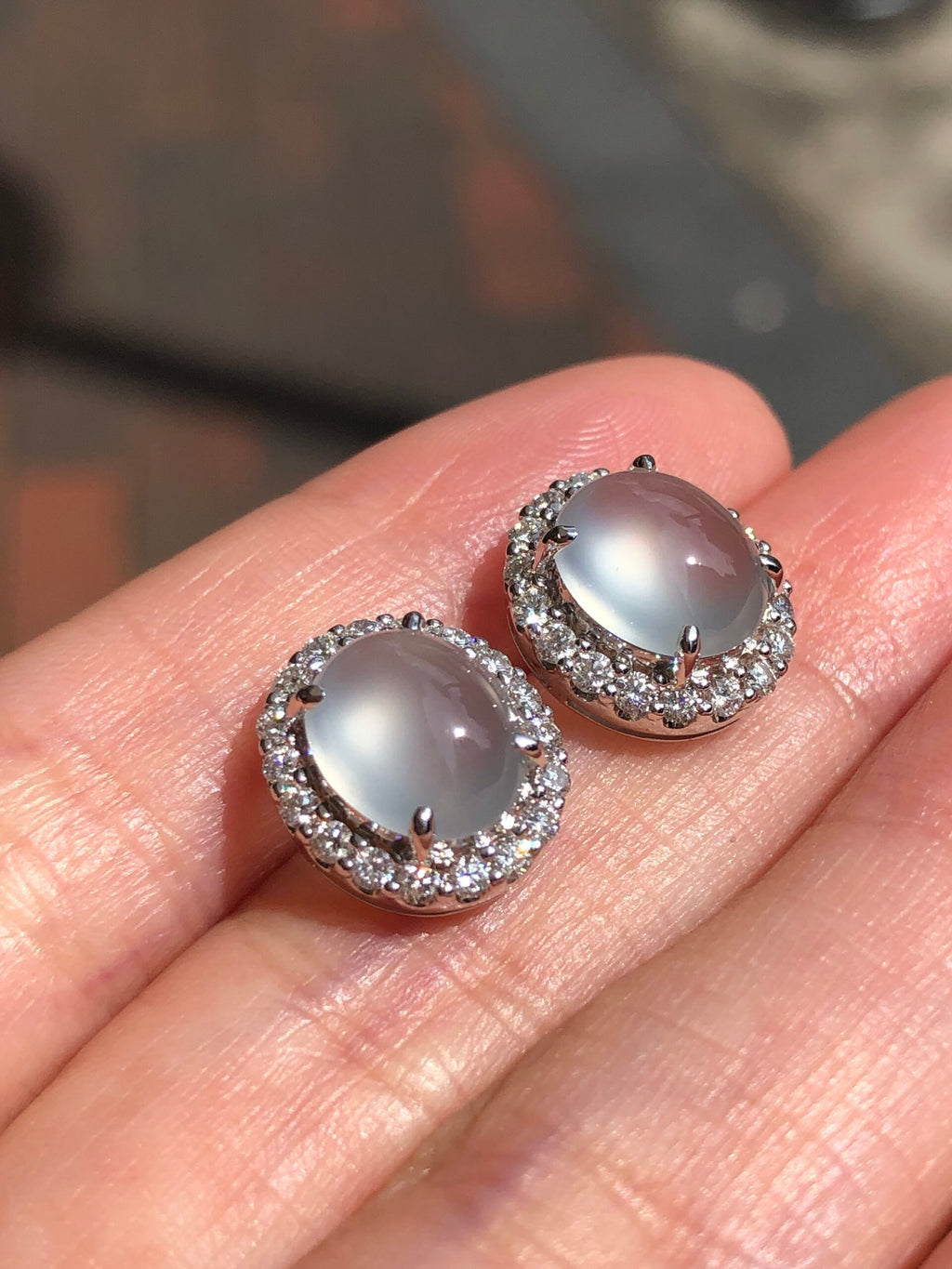 Icy Jade Cabochons Earrings (Glassy Variety)