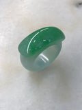 Natural Type A Green Jadeite Saddle Hololith Ring | ClassicJade Singapore Jewellery