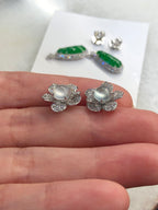 Green Jade Pea Pod Earrings