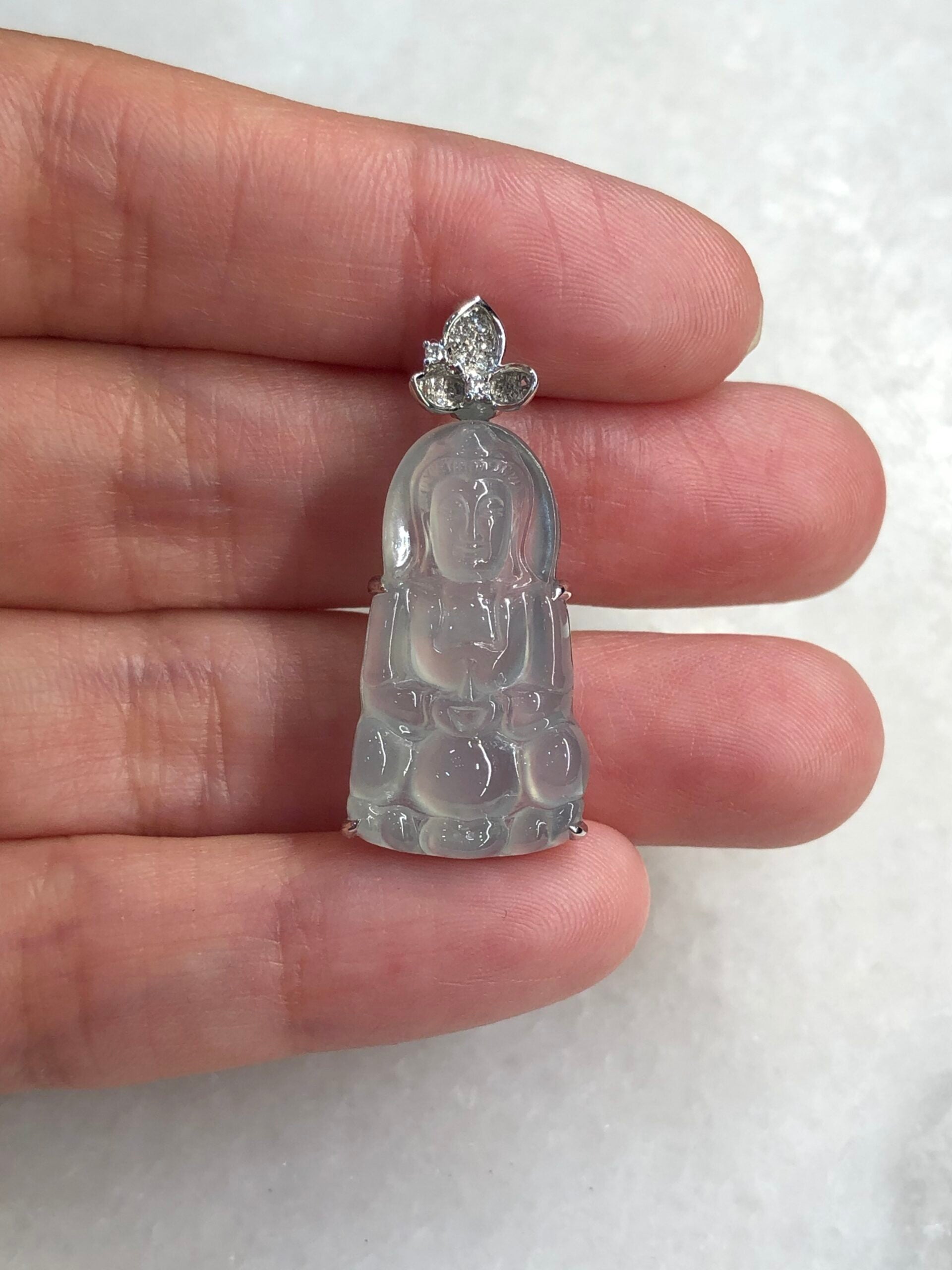 Icy Jade Guan Yin Pendant