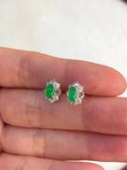 Icy Green Jade Cabochons Earrings