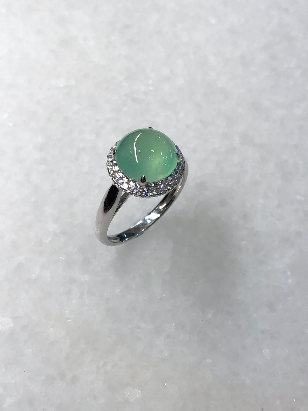Natural Type A Icy Green Cabochon Jadeite Ring | ClassicJade Singapore