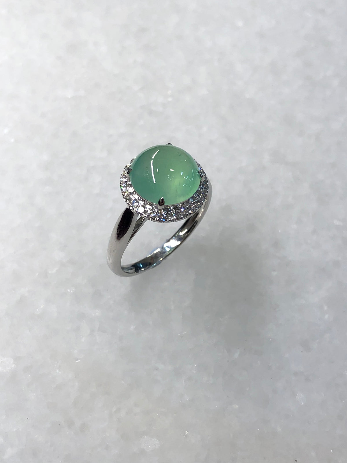 Natural Type A Icy Green Cabochon Jadeite Ring | ClassicJade Singapore