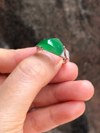 Natural Type A Green Faceted Jadeite Ring | ClassicJade Singapore