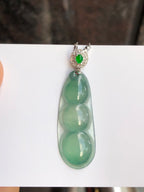 Icy Green Jade Pea Pods Pendant