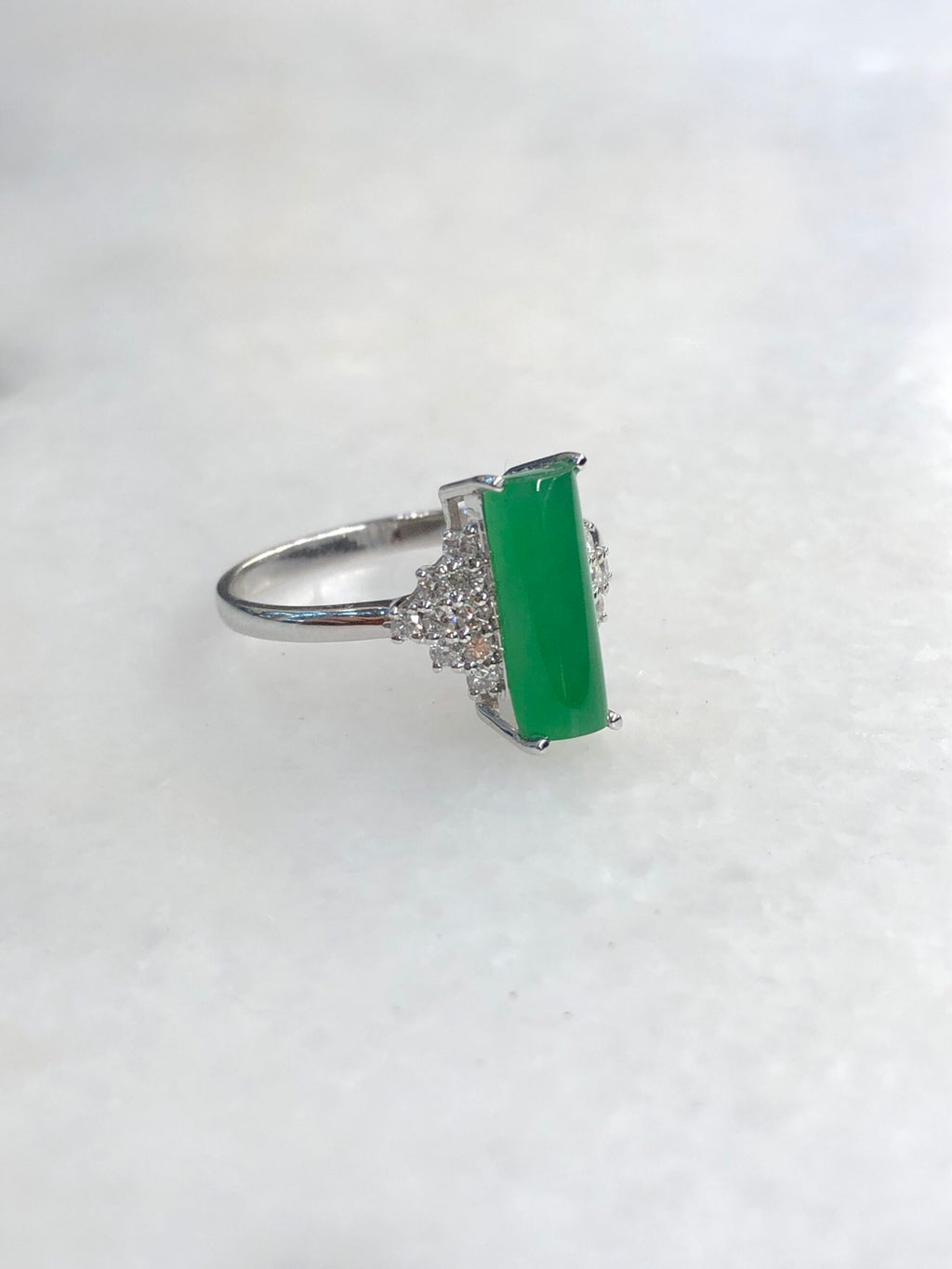Green Jade Cylindrical Shaped Ring