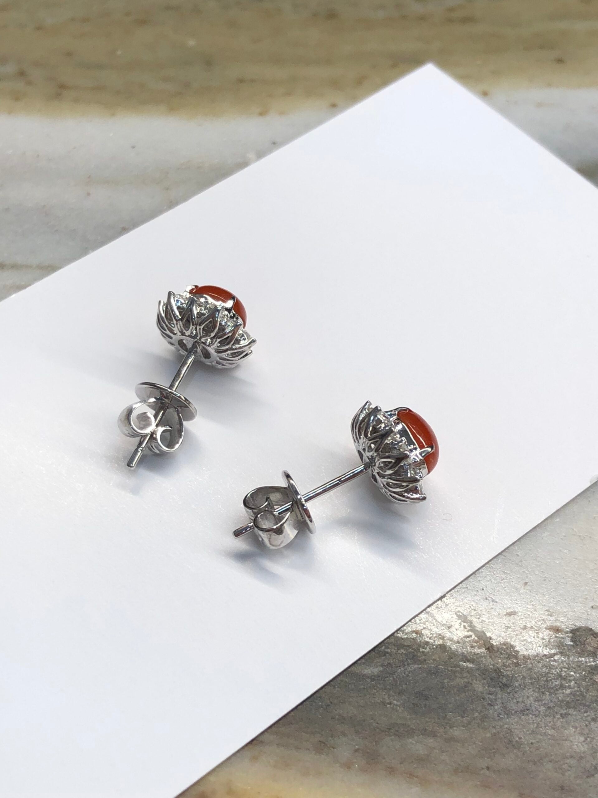 Icy Orange Jade Cabochons Earrings