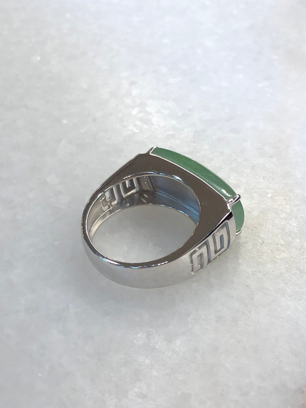 Icy Green Jade Saddle Ring