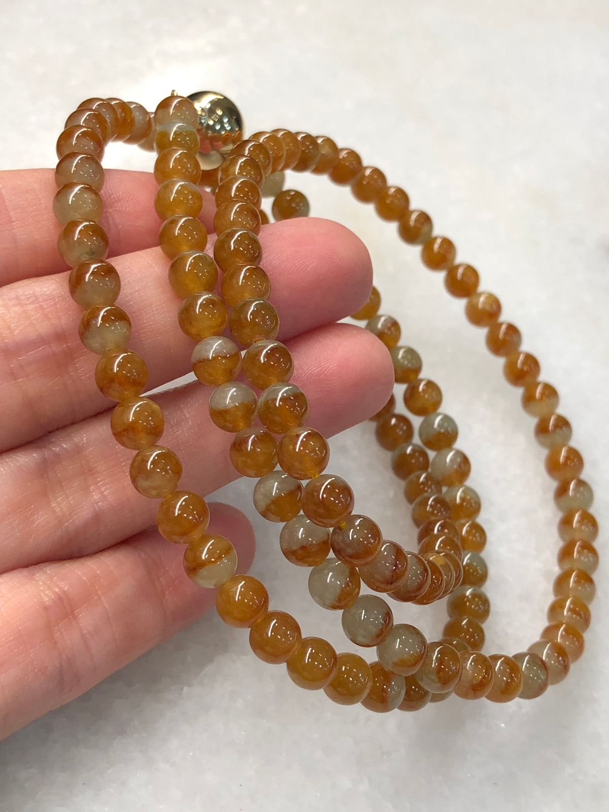 Natural Type A Duo-Colour Red Jadeite Beads Necklace | ClassicJade