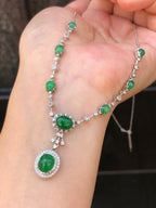 Natural Type A Green Cabochon Jadeite Necklace | ClassicJade Singapore