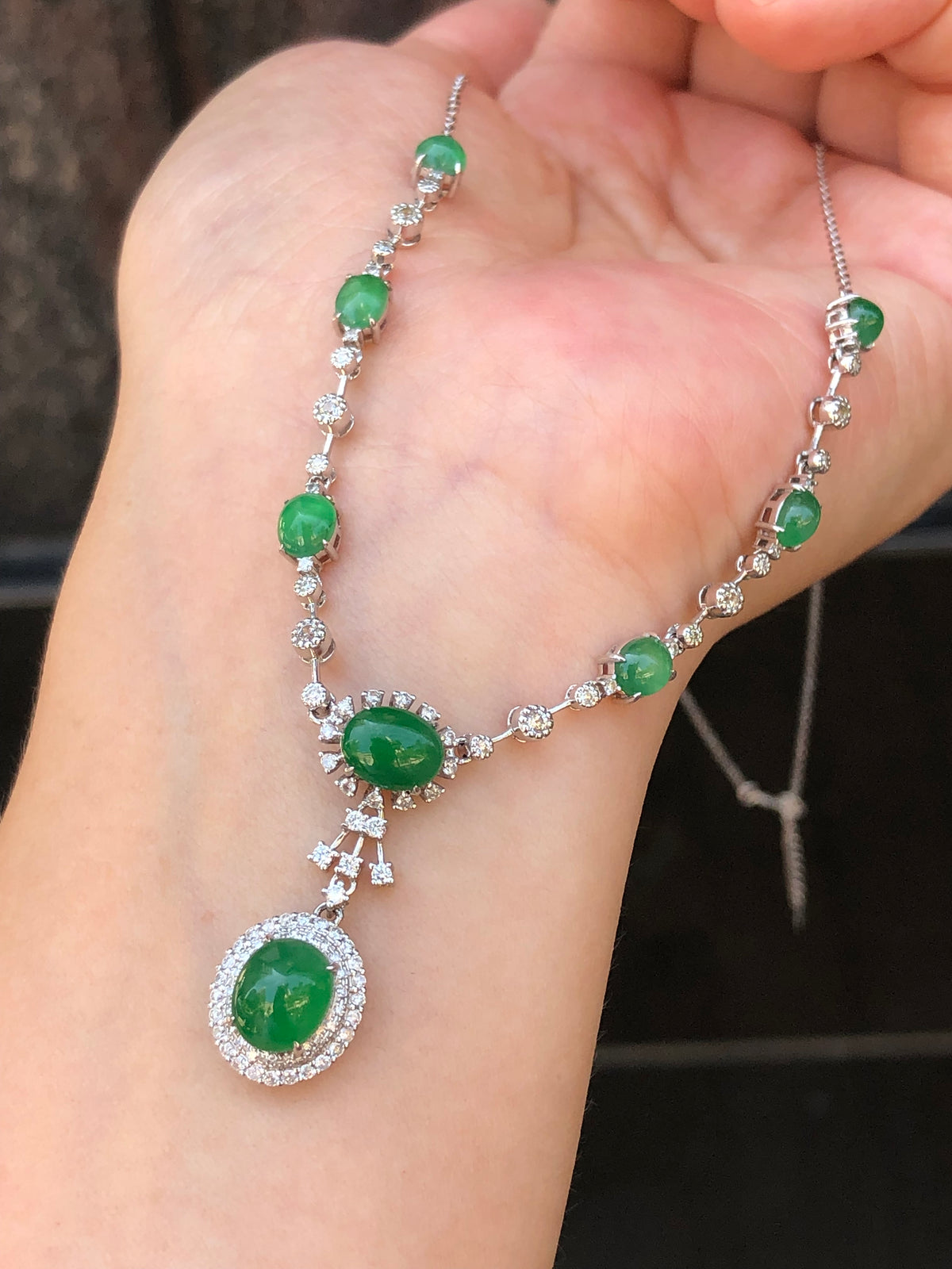 Natural Type A Green Cabochon Jadeite Necklace | ClassicJade Singapore