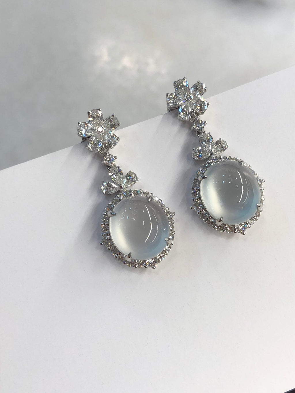 Icy Jade Cabochon Earrings (Glassy Variety)
