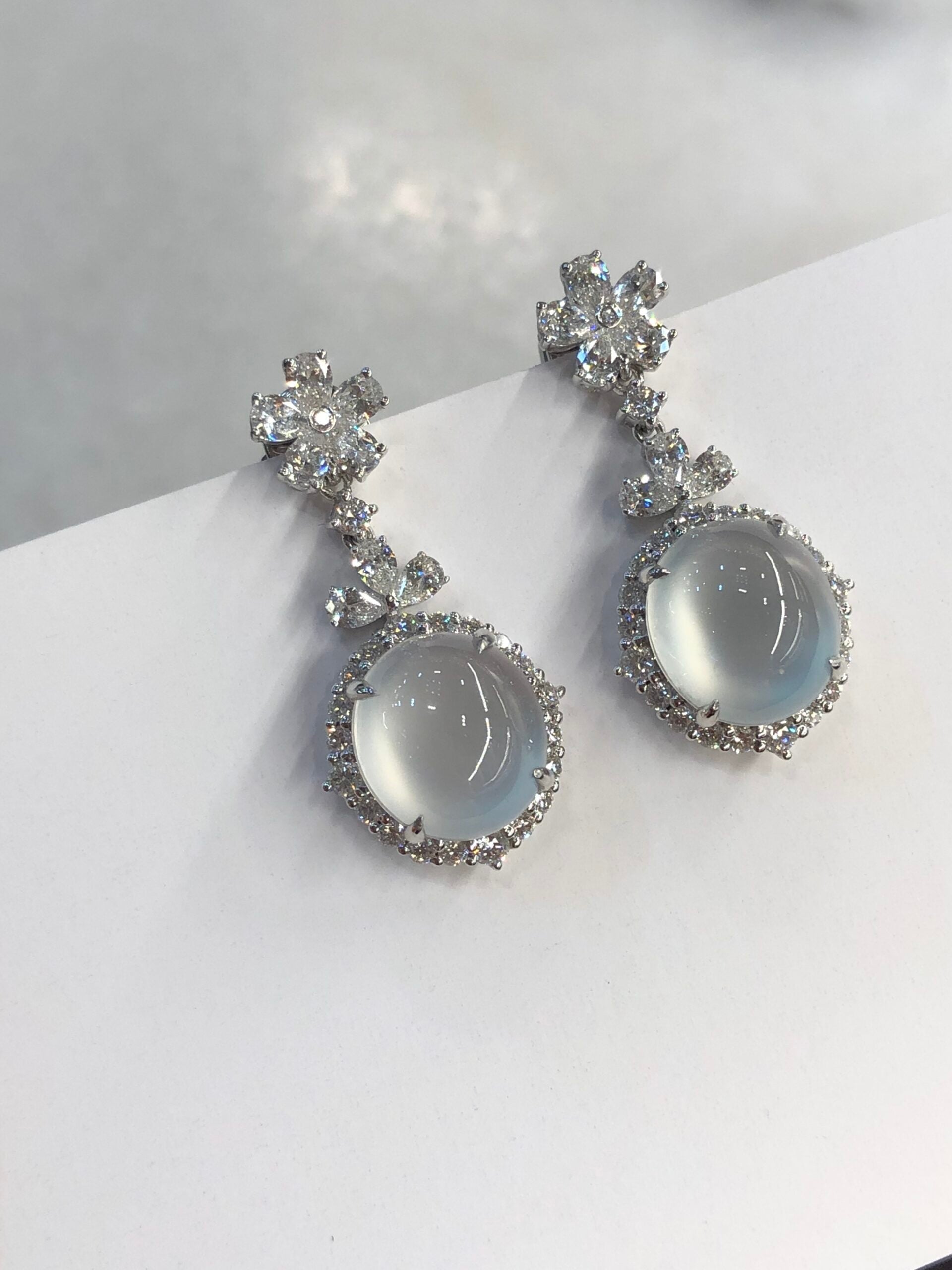 Icy Jade Cabochon Earrings (Glassy Variety)