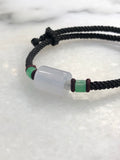Icy with Green Jade Barrels Bracelet