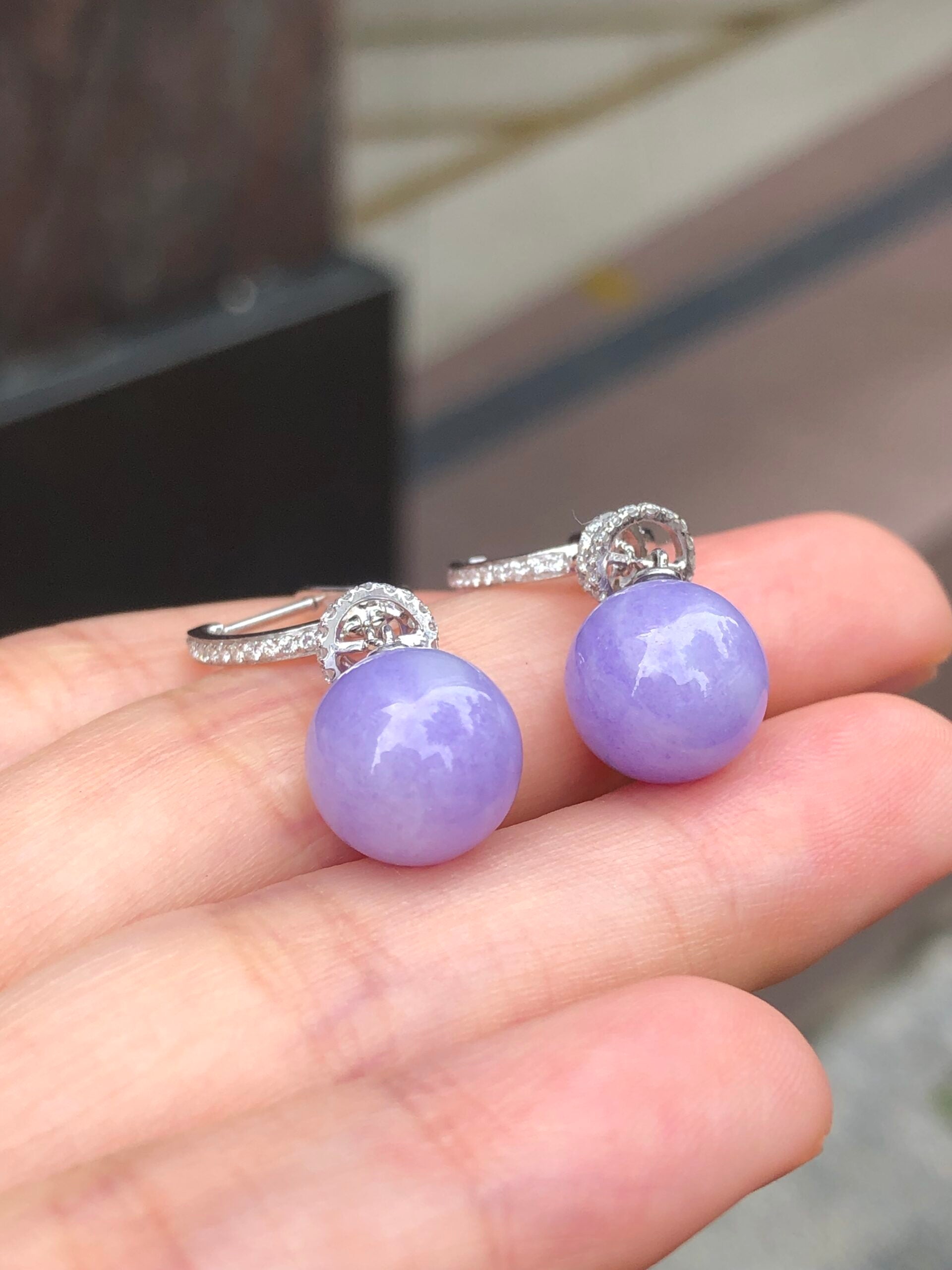 Lavender Jade Ball Earrings