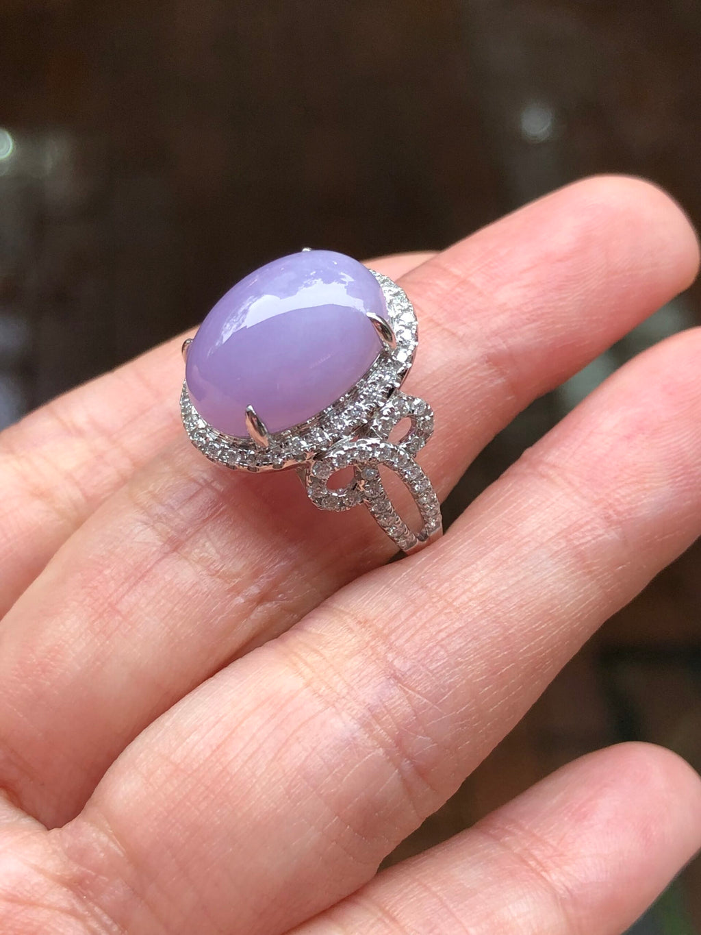 Lavender Jade Cabochon Ring