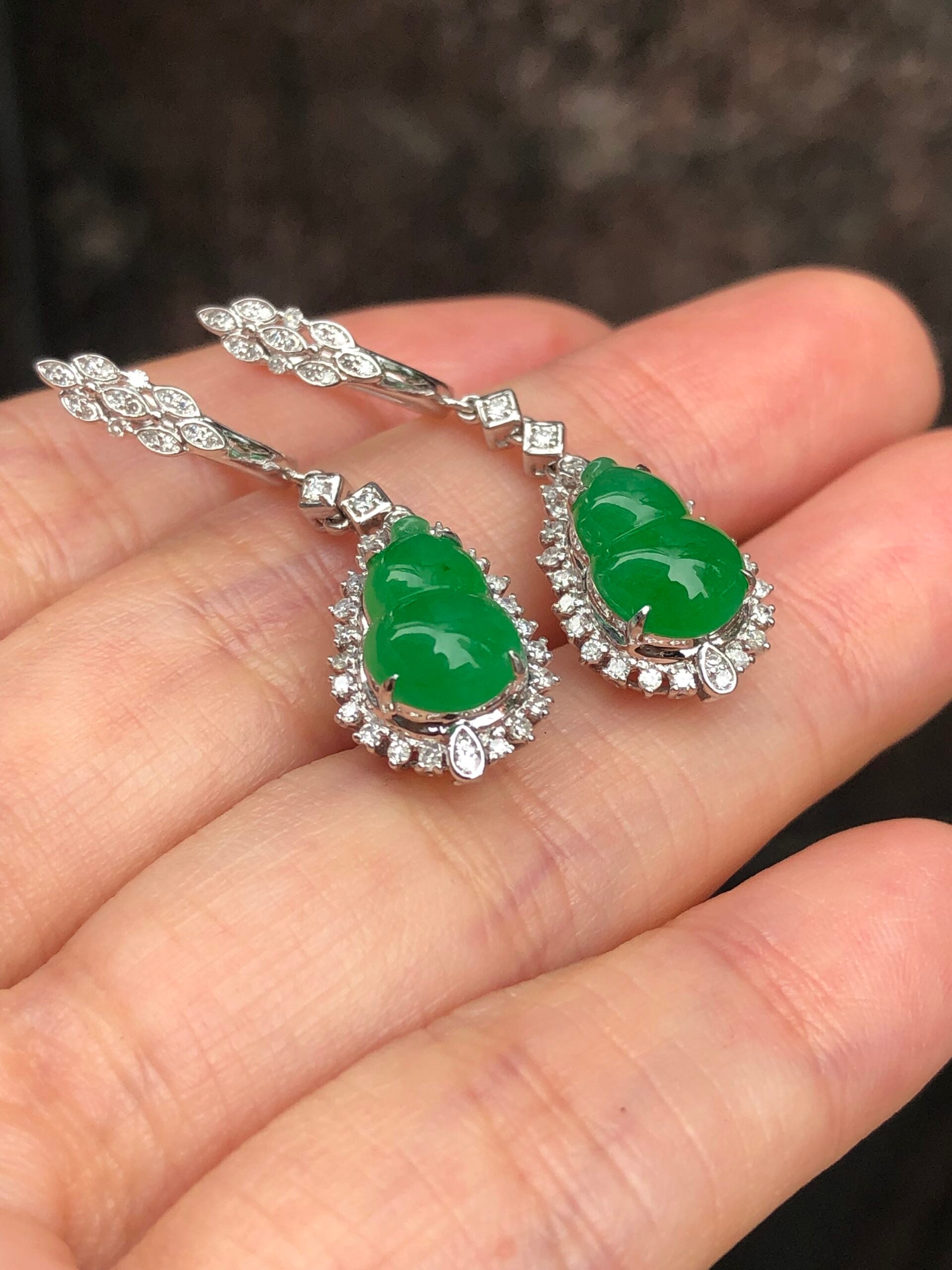 Icy Green Jade Gourd Earrings