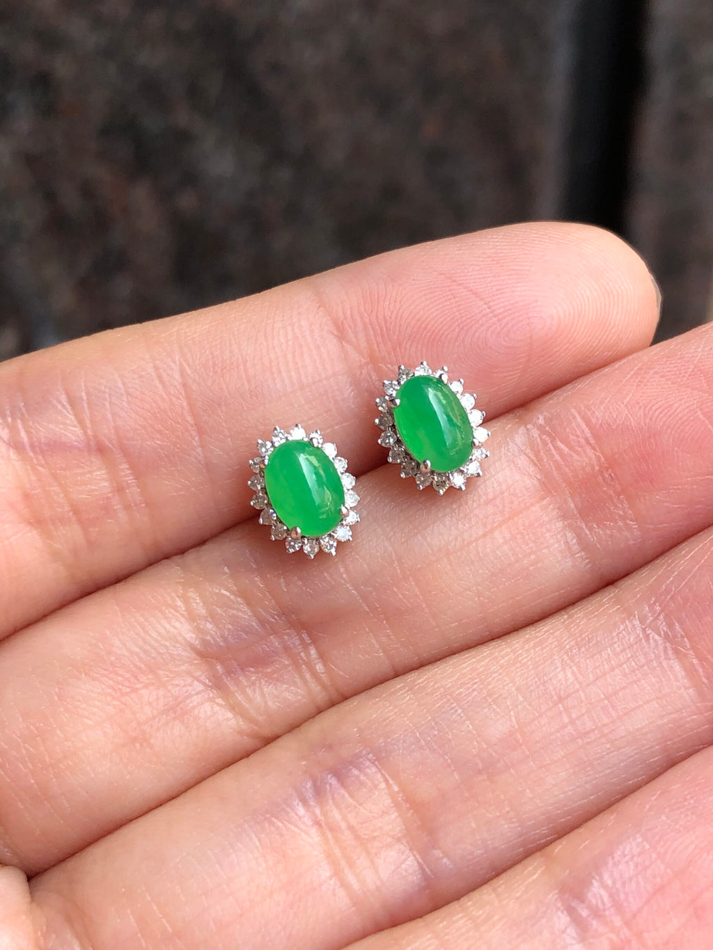 Icy Green Jade Cabochons Earrings