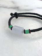Icy with Green Jade Barrels Bracelet