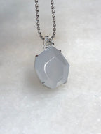 Natural Type A icy white faceted jadeite pendant in 18K white gold and natural diamonds | ClassicJade Singapore