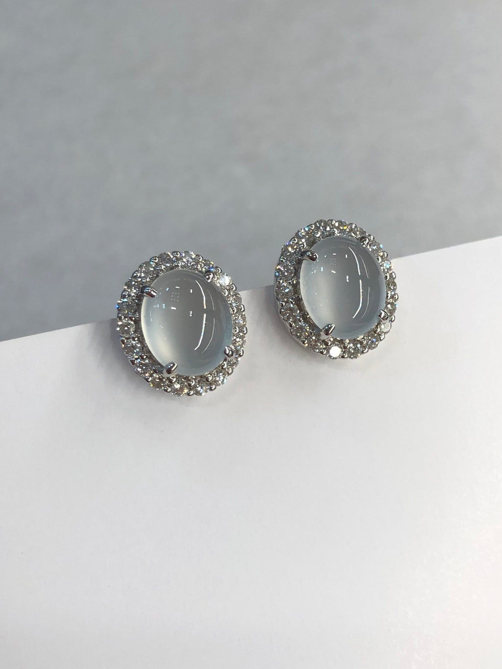 Icy Jade Cabochons Earrings (Glassy Variety)