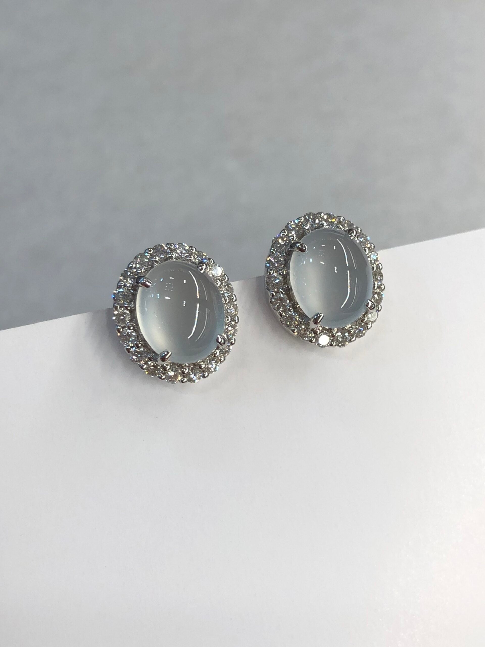 Icy Jade Cabochons Earrings (Glassy Variety)