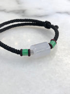 Icy with Green Jade Barrels Bracelet