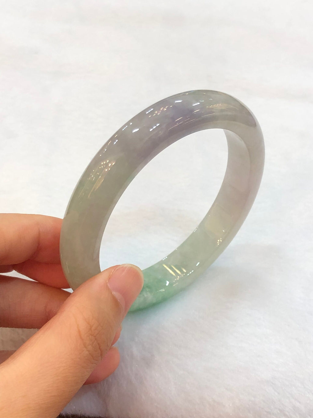 Icy Green With Lavender Jade Bangle