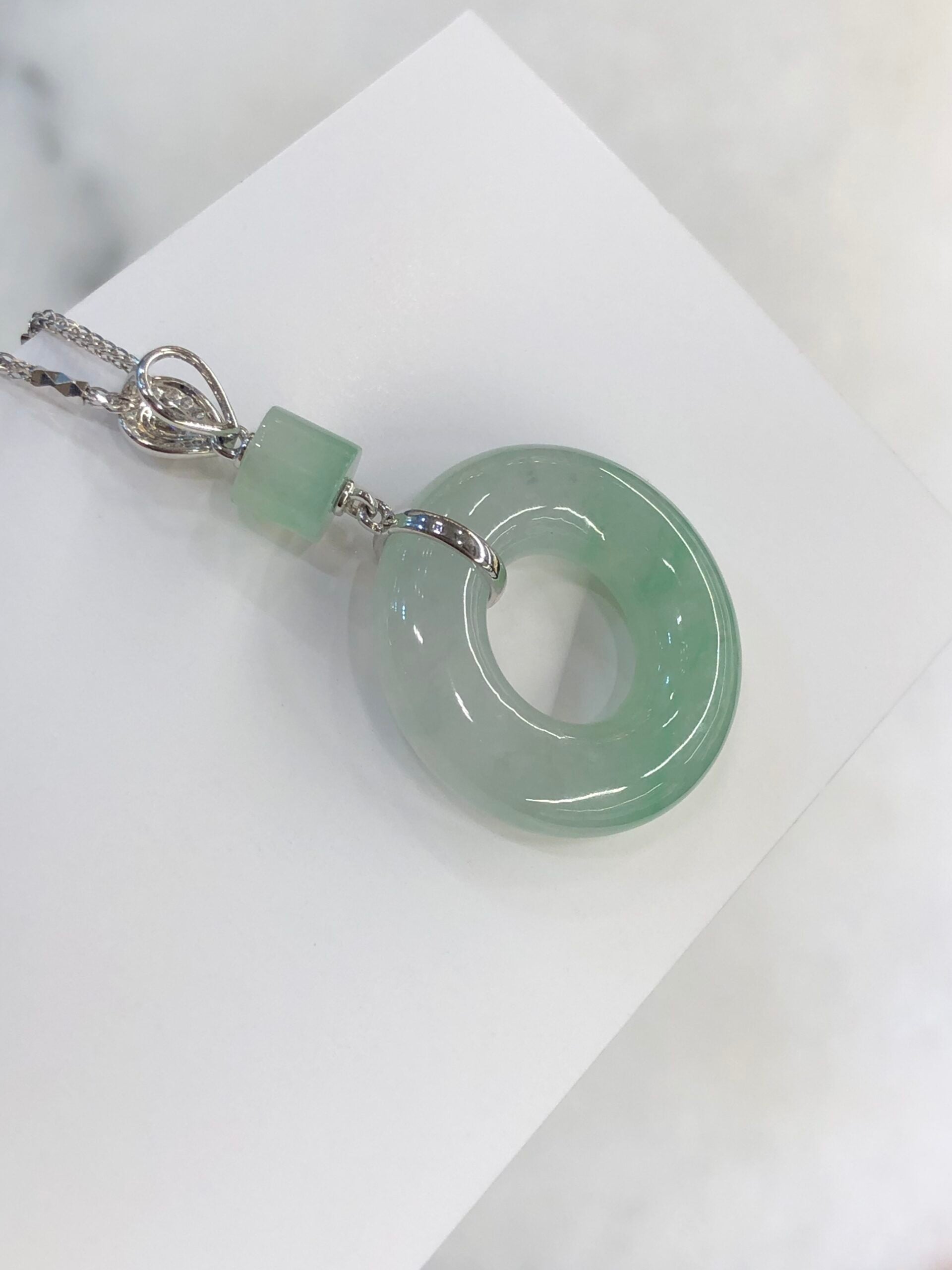 Icy Green Jade Donut Pendant